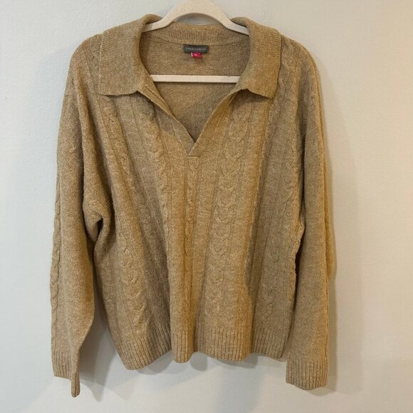 Vince Camuto Pullover Collard V-Neck Tan Sweater Men's Size XL - Picture 1 of 5